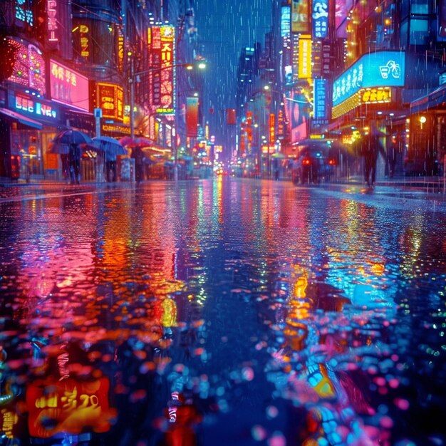 Vibrant cityscape reflections