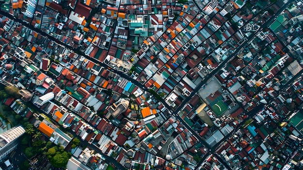 Photo vibrant cityscape tapestryan aerial panorama of urban textures and intertwining structures