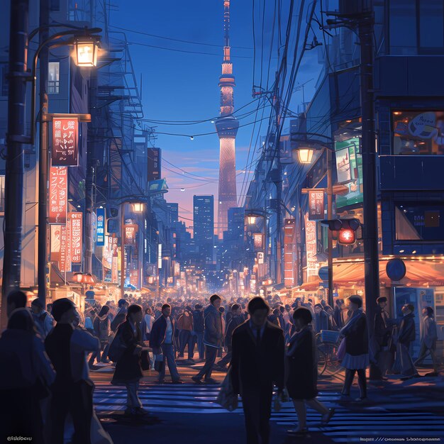 Photo vibrant cityscape tokyos nighttime spectacle