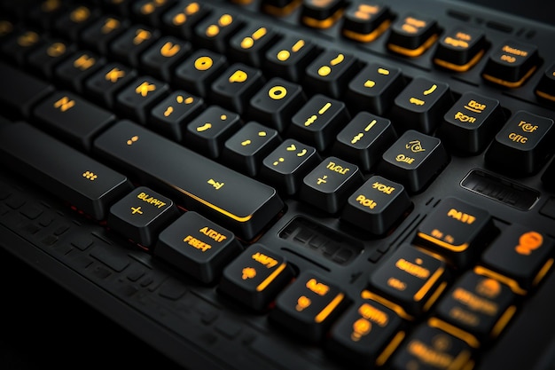 Vibrant CloseUp of a Black Keyboard