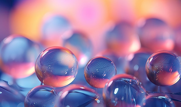 Vibrant closeup composition of colorful glass bubbles AI Generative