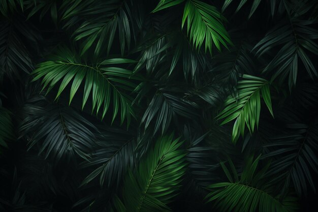 Vibrant closeup of palms and foliage in nature