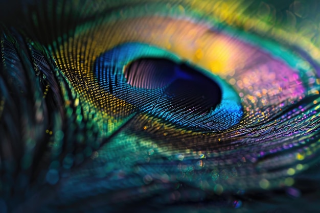 Vibrant closeup of Peacock Feather