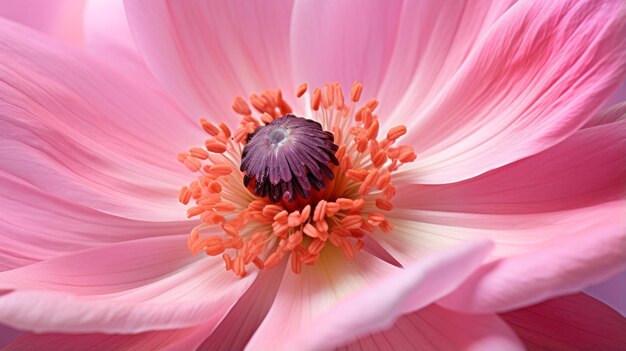 Vibrant closeup of pink anemone with sharp details and blurred background