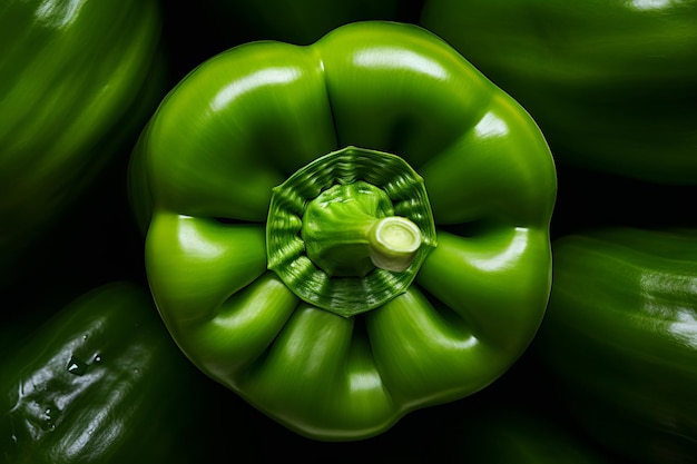 Фото Яркий крупный портрет вкусного зеленого перца, сфотографированный в соотношении 32 аспектов