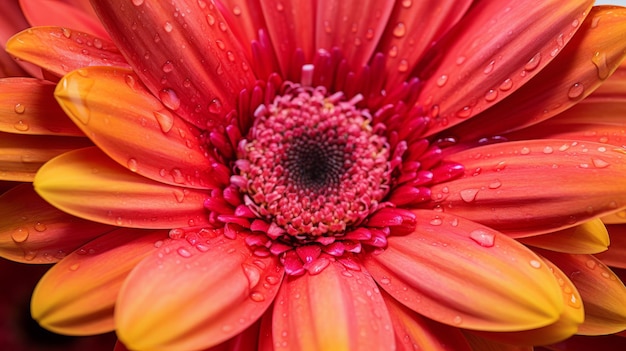 Vibrant Closeup Of Red Gerbera With Sharp Details And Blurred Background