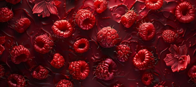 Vibrant closeup of ripe red raspberries with luscious texture