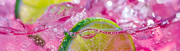 Vibrant CloseUp of Water Droplets on Leaf with Pink Background