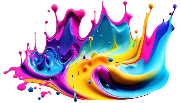 Vibrant cmyk colored liquids paint splash Abstract art background of color splatter fluid AI Generative