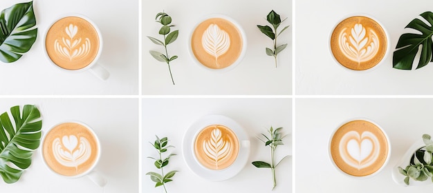 Яркий коллаж с различными продуктами кафе, разделенными чистыми белыми вертикальными линиями