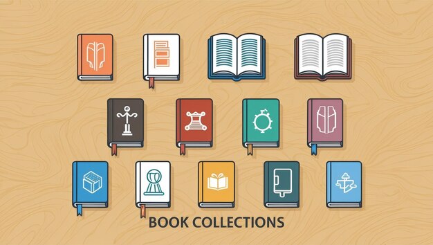 Photo a vibrant collection of book icons ideal for educational branding projects