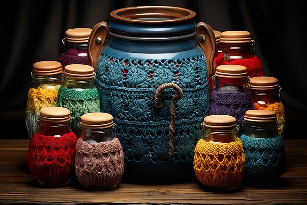 Photo vibrant collection of crochet and knitting materials needles yarn and inspiration