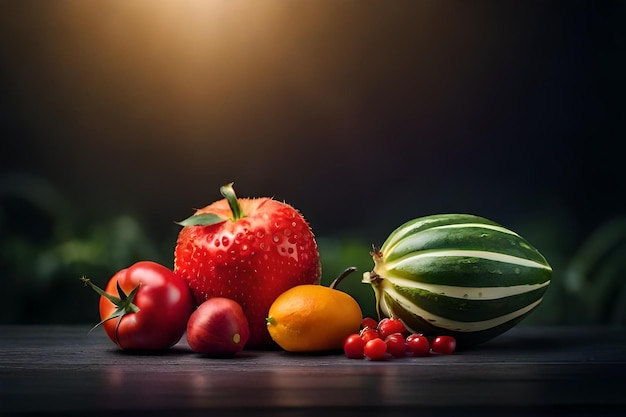 건강한 과일과 채소의 활기찬 수집