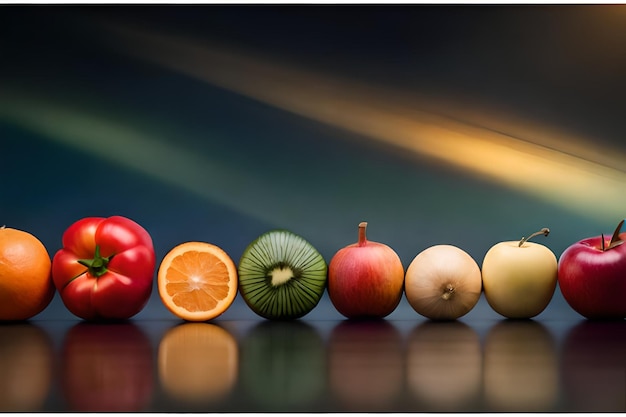 Foto collezione vibrante di frutta e verdura sana generata