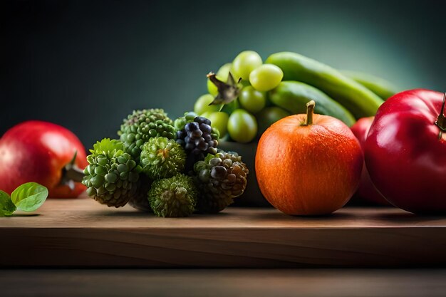 Vibrant collection of healthy fruit and vegetables generated