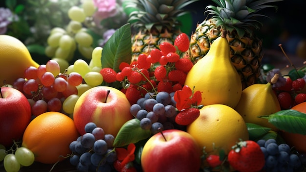 Яркая коллекция полезных фруктов и овощей