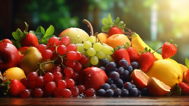 Vibrant collection of healthy fruit and vegetables