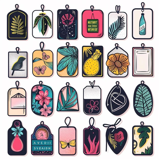 Vibrant Collection of Illustrated Tags