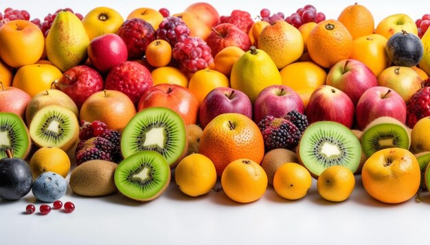 AI によって生成された、健康的な間食用のジューシーで熟したフルーツの鮮やかなコレクション