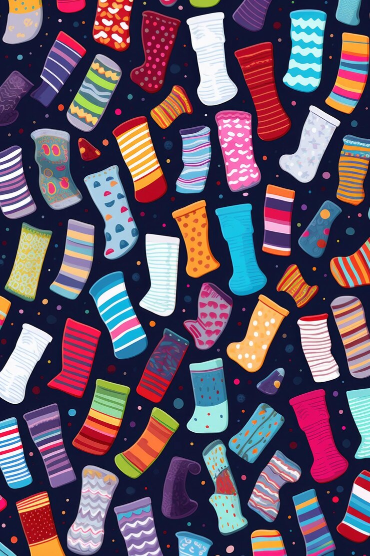 Photo a vibrant collection of socks on a dark background perfect for fashion or clothingrelated projects
