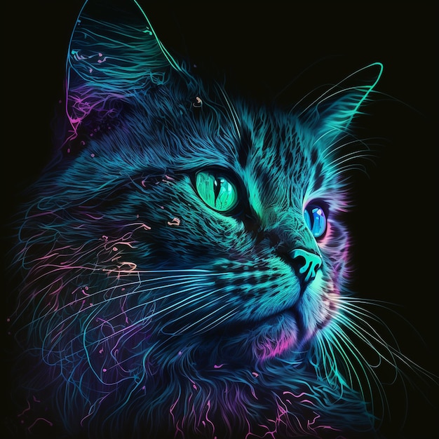 Abstract neon art background, wallpaper, t-shirt pattern paint splash cat  Stock Illustration | Adobe Stock