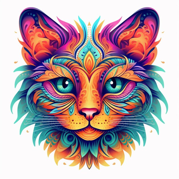 Foto mandala di gatto a colori vivaci