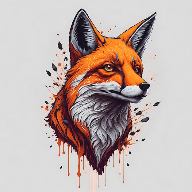 Vibrant Color Fox Head Pop Art illustratie