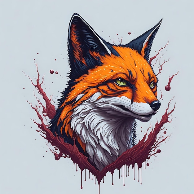 Vibrant Color Fox Head Pop Art Illustration