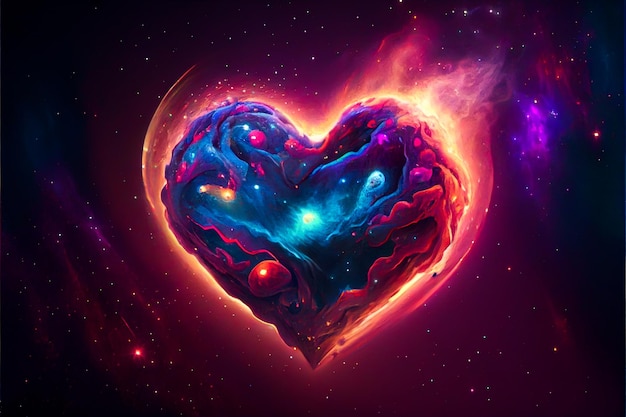 Photo vibrant color heart illustration generative ai