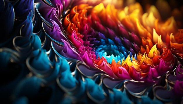 Vibrant colored flower petals create a beautiful bouquet generated by AI