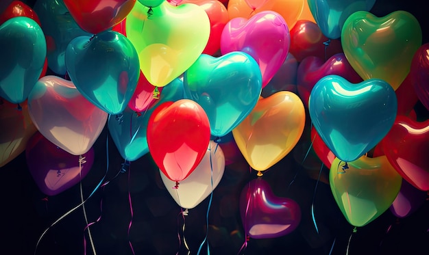 Vibrant colored heartshaped balloons bring joy and love Creating using generative AI tools