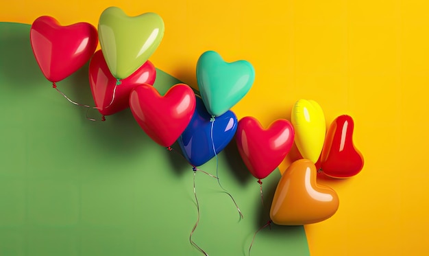 Vibrant colored heartshaped balloons bring joy and love Creating using generative AI tools