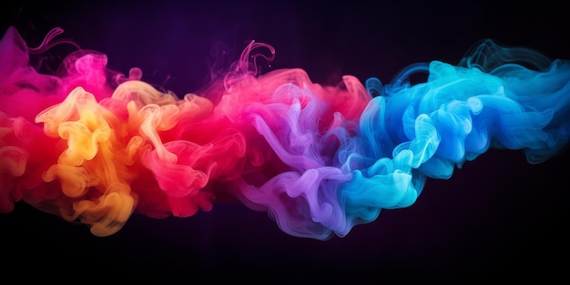 Vibrant Colored Smokes on Black Background