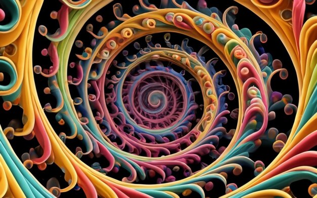 Vibrant colorful abstract spiral wallpaper with ornate shapes generated by ai