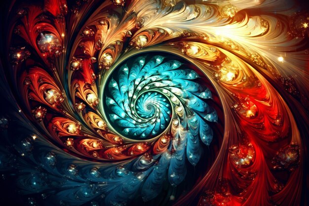 写真 vibrant colorful abstract spiral wallpaper with ornate shapes generated