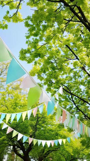 Foto zigoli colorati e vivaci appesi agli alberi decorazione festiva della natura