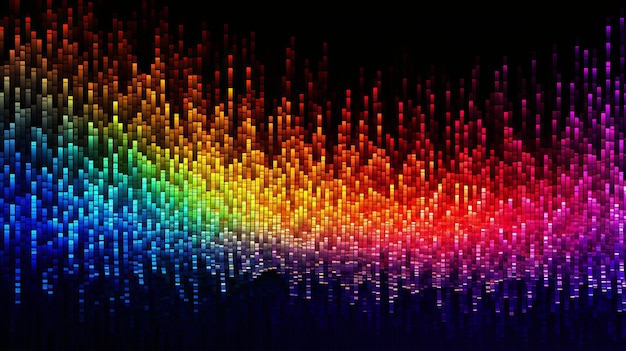 Foto sfondo vibrante e colorato con codice dati con luci arcobaleno che rappresentano la natura dinamica e diversificata della programmazione con una gamma di colori accattivanti generative ai