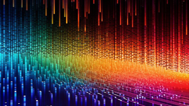 Photo vibrant and colorful data code wallpaper featuring rainbow lights representing the dynamic and diverse nature of programming with an array of captivating colors generative ai