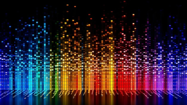鮮やかでカラフルなデータ コードの壁紙には、プログラミングのダイナミックで多様な性質を魅力的な色で表現するレインボー ライトが特徴です。 Generative Ai