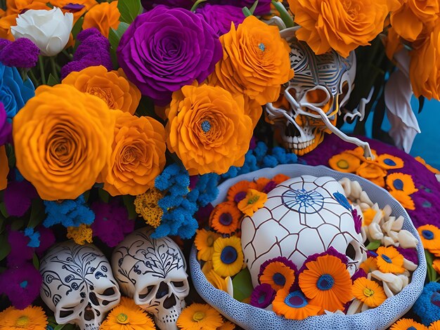 Photo a vibrant colorful day of the dead celebration