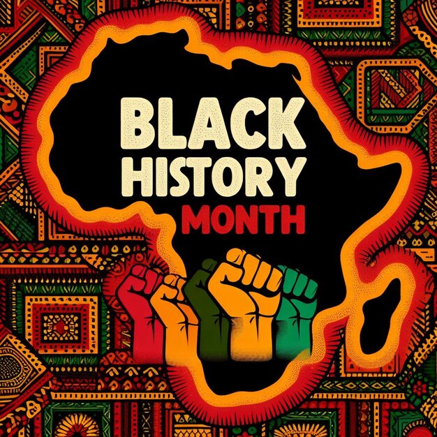 Vibrant and colorful illustration of Black History Month African continent