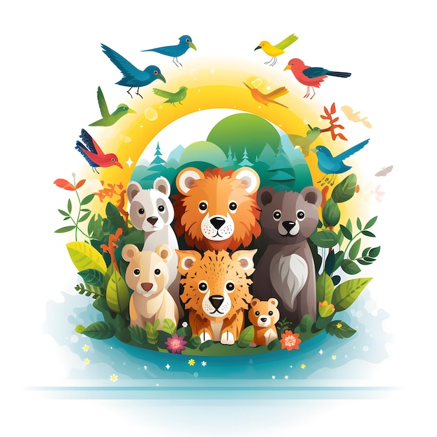 Photo vibrant and colorful illustration for world wildlife day