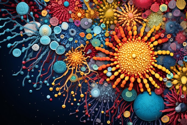 Foto il microbioma colorato e vibrante genera ai