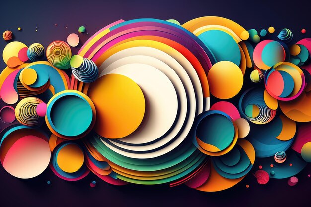 Vibrant and colorful overlapping circles and stripes in a vectorstyle design with a gradient