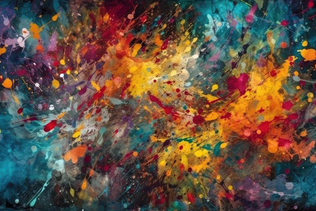 Vibrant and colorful painting with abstract elements