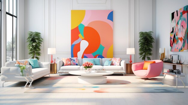 A vibrant and colorful room in an Interior AIgenerated photo