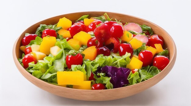 vibrant and colorful salad in a wooden salad bow