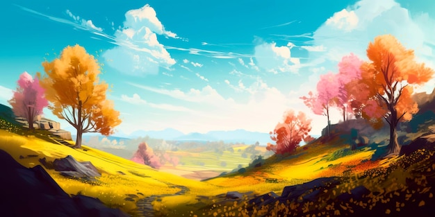 Photo vibrant and colorful spring landscape for a poster generative ai