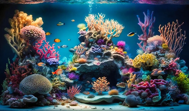 Premium Photo | A vibrant and colorful stage with a coral reef setting