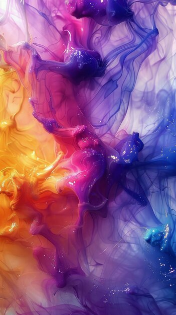 Vibrant Colorful Substance Dissolving in Water